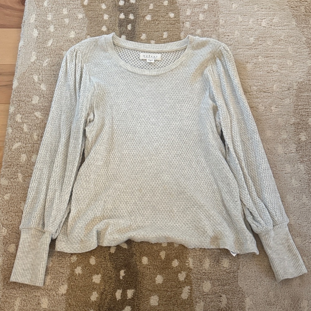 Velvet - Gray Long Sleeve Top